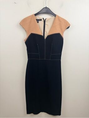 Judith & Charles V neck colour block sheath dress 0
